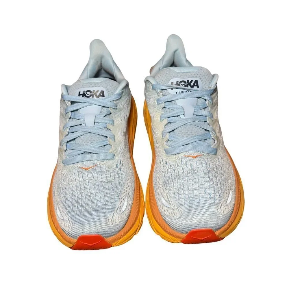 Hoka Women's Sky Blue and Tangerine Athletic Shoes Clifton 8 size 7.5 B
